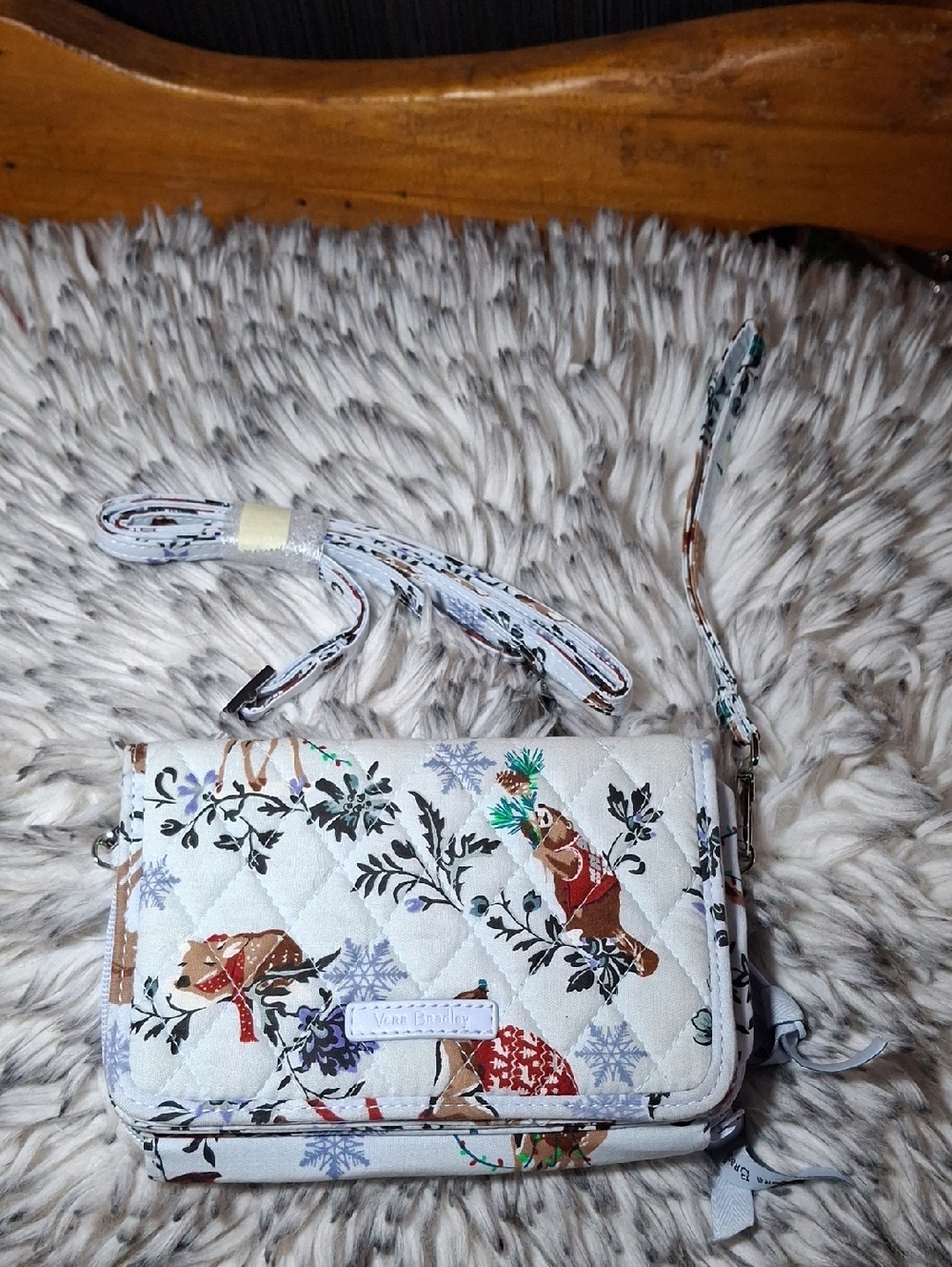 Vera Bradley White Quilted Floral & Animal Crossbody Wallet